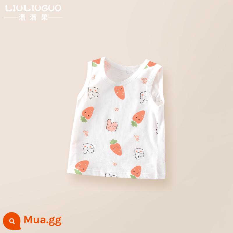 Áo Vest Cho Bé Mùa Hè Mỏng Cotton Nguyên Chất Áo Vest Trẻ Em Bên Trong Mặc Bé Gái Treo Áo Mùa Hè Đáy Bé Trai - Áo vest tay ngắn hình Thỏ Cà rốt