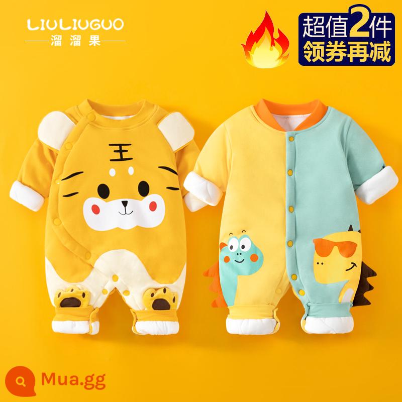 2 món đồ sơ sinh quần áo thu đông jumpsuit bé sơ sinh bộ đồ lót bông cho bé đi chơi từ tháng 3 đến tháng 3 - Bông mỏng (con hổ nhỏ dễ thương + con rồng đôi nhỏ)