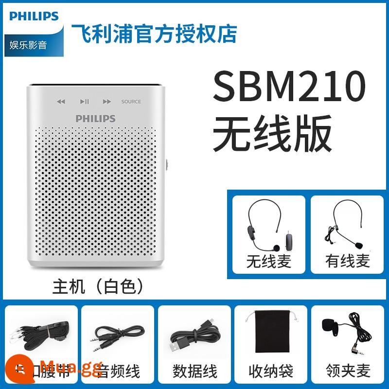 Loa Philips sbm200 small bee giáo viên dùng micro không dây dạy loa nhỏ ngoài trời - Model micrô kép không dây/có dây [nâng cấp màn hình 210-LCD + đài FM]