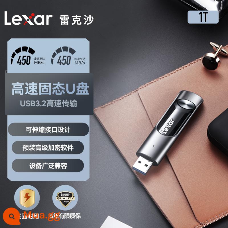 Lexar Ổ đĩa flash USB mã hóa Lexar 64g cửa hàng hàng đầu 128G văn phòng USB3.0 Ổ đĩa flash USB 256G tốc độ cao dung lượng lớn - P30 1T (phiên bản kéo đẩy kim loại 450MB/S)