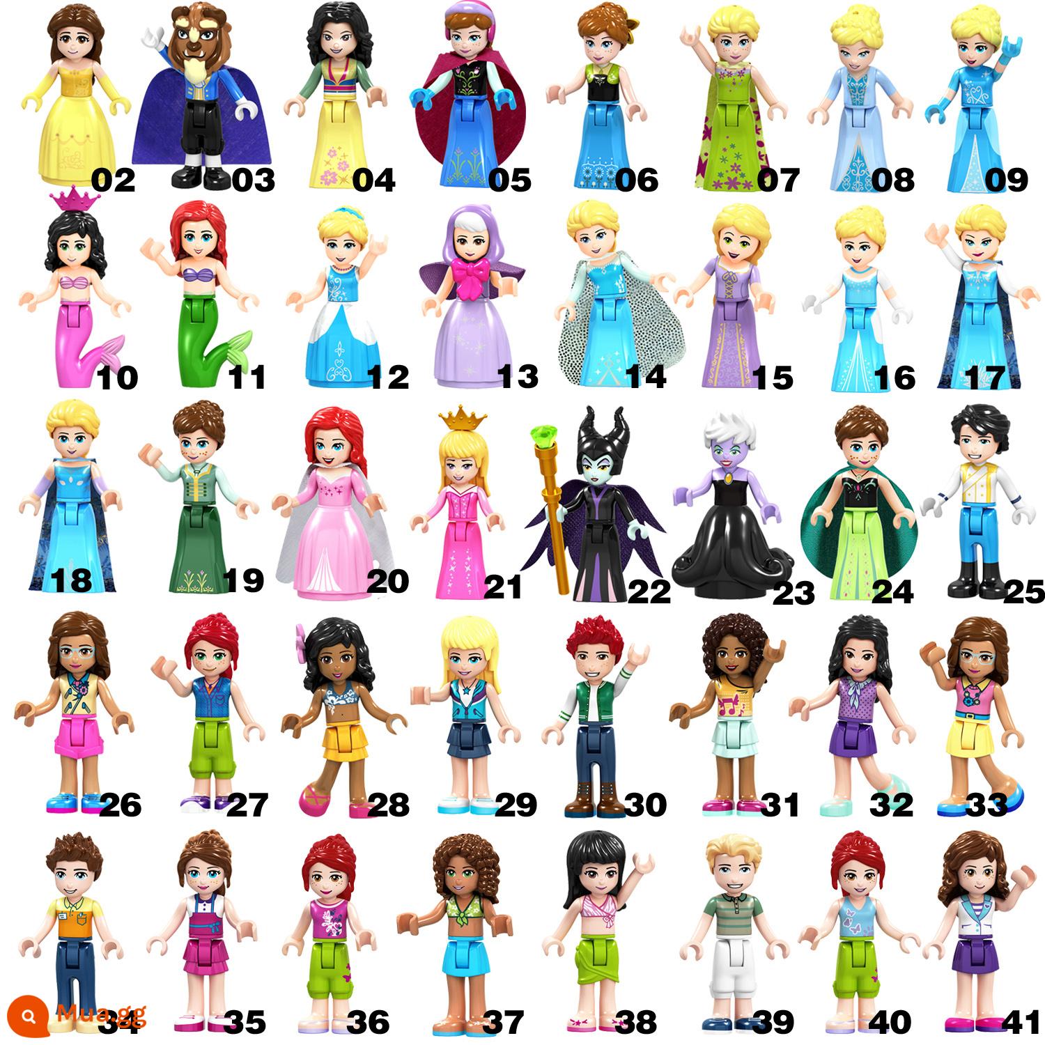 Tương thích với LEGO minifigures full set cô gái mới nóng bỏng người bạn tốt búp bê công chúa Disney Aisha Anna - 6 kiểu ngẫu nhiên (không trùng lặp) và hai nhân vật nhỏ ngẫu nhiên làm quà tặng