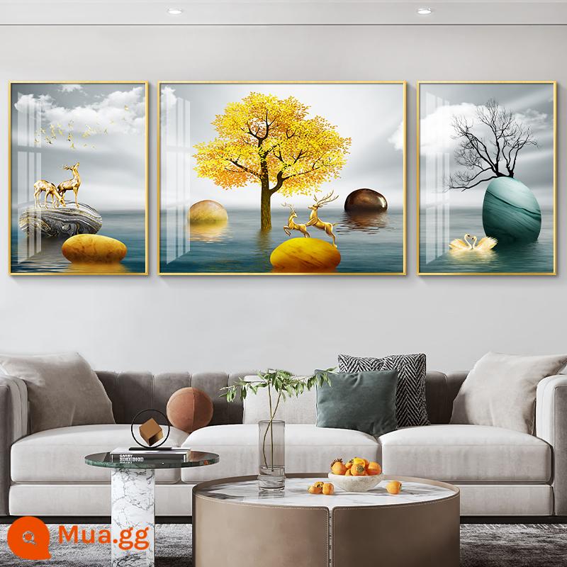 Fulu ánh sáng trang trí phòng khách sang trọng bức tranh đơn giản hiện đại sofa nền tường treo bức tranh khí quyển bức tranh tường bức tranh phong cảnh bức tranh tường - HJ-3889-Cây vàng mang lại tài lộc