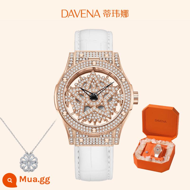 [Quà tặng năm mới] Hộp quà DAVENA Pentagram Time to Run Watch Women's Light Luxury Niche - Bộ hộp quà bạch cầu-nhịp tim vàng hồng