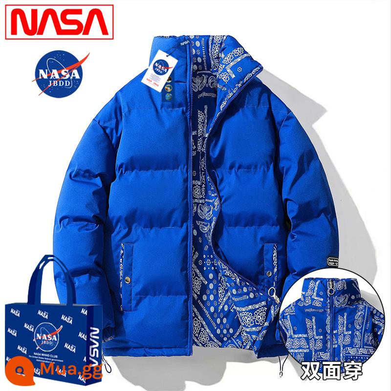 NASA Tide Brand Co -Branded Winter Decly Cotton Quần áo bên ngoài cặp vợ chồng và phụ nữ mặc đôi mặc quần áo cotton lớn - NASA-KG9696 Xanh Klein