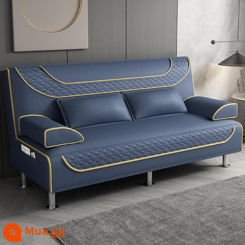 Sofa giường gấp đôi sofa đa năng cho thuê nhà căn hộ nhỏ sofa giường đơn đôi có thể tháo rời và giặt được - Vải kỹ thuật không giặt cao cấp màu xanh