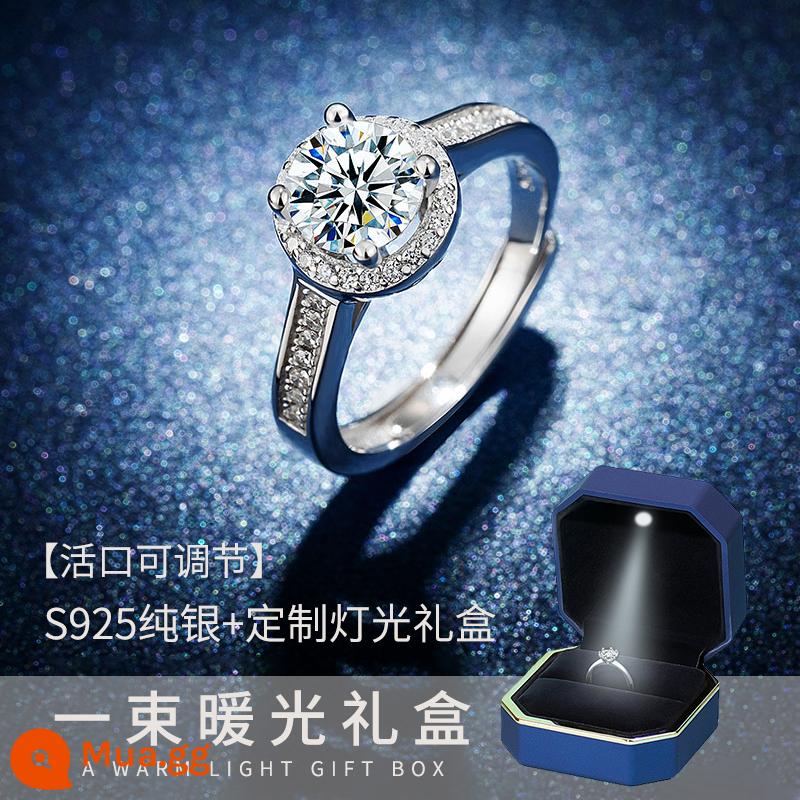 Moissanite Nhẫn Đứng Kim Cương Một Carat Nhẫn Đôi Nữ Bạc Cặp Nhẫn Tùy Chỉnh Chữ Đề Nghị Hôn Nhân Quà Tặng Sinh Nhật - [Nhẫn Kim Cương Tuyên Bố] 1 carat