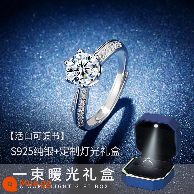 Moissanite Nhẫn Đứng Kim Cương Một Carat Nhẫn Đôi Nữ Bạc Cặp Nhẫn Tùy Chỉnh Chữ Đề Nghị Hôn Nhân Quà Tặng Sinh Nhật - [Một nửa đất nước] 1 carat