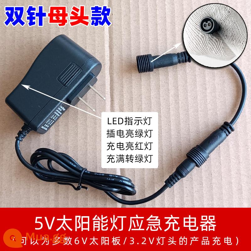 Bộ sạc khẩn cấp đèn năng lượng mặt trời 5V phích cắm hai chân DC Ổ cắm đèn 3.2V với phụ kiện sạc ngày mưa - Bộ sạc đèn năng lượng mặt trời [loại 2 lỗ (cái)]