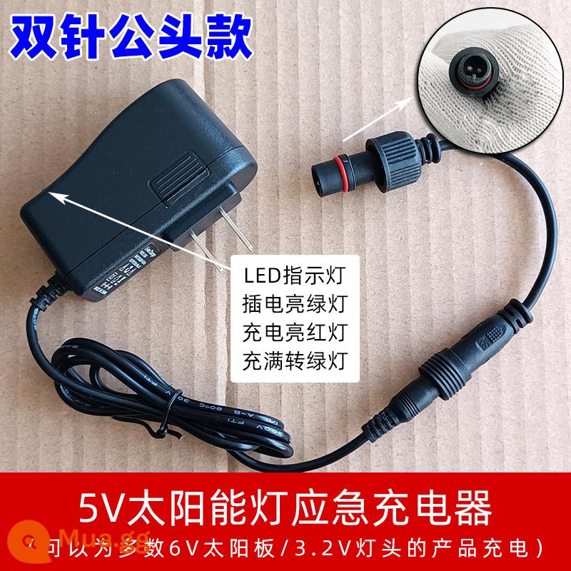 Bộ sạc khẩn cấp đèn năng lượng mặt trời 5V phích cắm hai chân DC Ổ cắm đèn 3.2V với phụ kiện sạc ngày mưa - Bộ sạc đèn năng lượng mặt trời [loại hai chân (nam)]