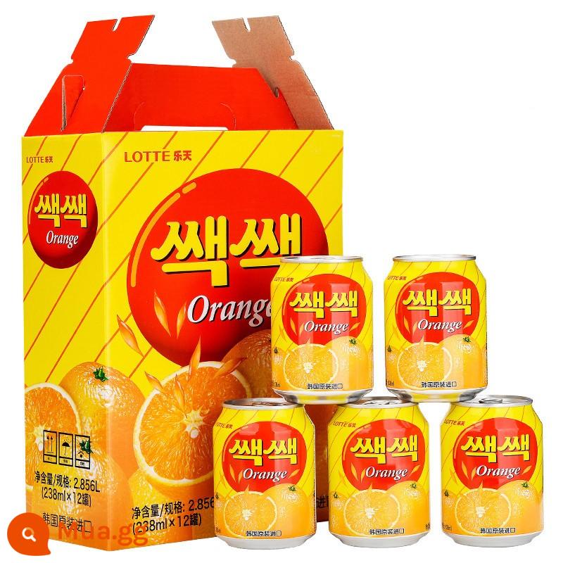 Thùng 12 lon nước ép xoài nguyên hộp nhập khẩu Hàn Quốc màu đỏ tươi Nước xoài Lotte LOTTE Nước nho Haitai hỗn hợp nhiều vị - Nước cam ép thương hiệu Lotte hộp quà 238ml *12 chai