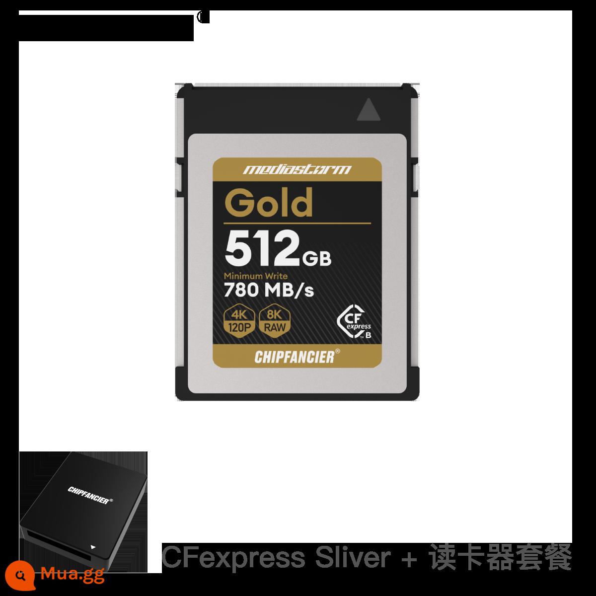 Thẻ nhớ CHIPFANCIER Gold CFexpress TypeB Z9 Z8 8.3K Chụp liên tục hiệu suất cao - Gói đầu đọc thẻ Gold 512G