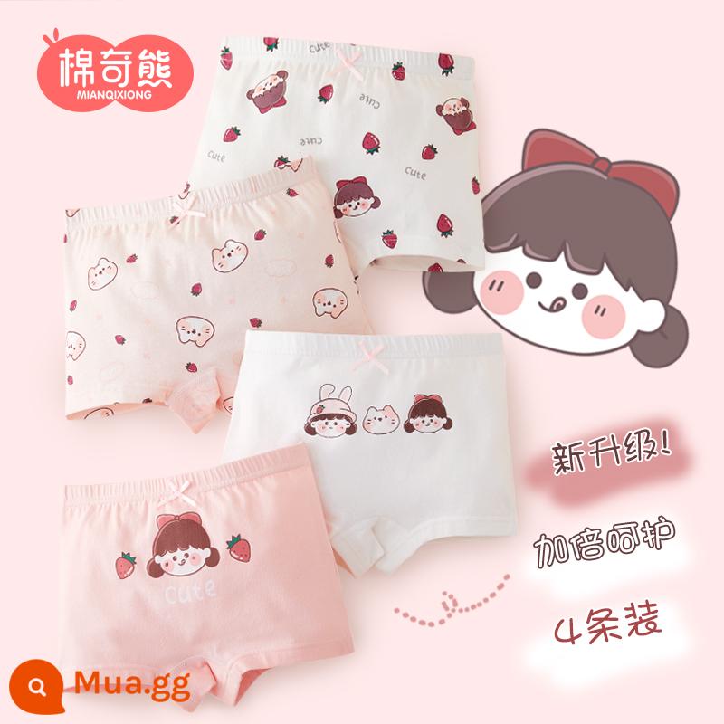 Quần lót bé gái cotton nguyên chất trẻ em quần đùi bé gái cotton 100% không bóp mông quần đùi trẻ em - Gói dâu tây-4