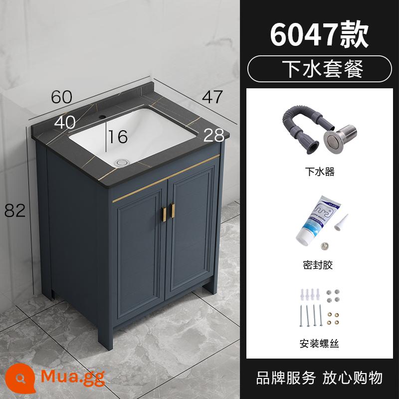 Tấm đá sàn -to -ceiling tay -cup Nội các kết hợp của không gian bằng nhôm trong phòng tắm rửa Basin Bàn tích hợp Bàn làm việc Phòng thẩm mỹ Bàn vệ sinh - Tủ màu xanh đặt sàn trọn gói màu đen 6047+ chứa nước