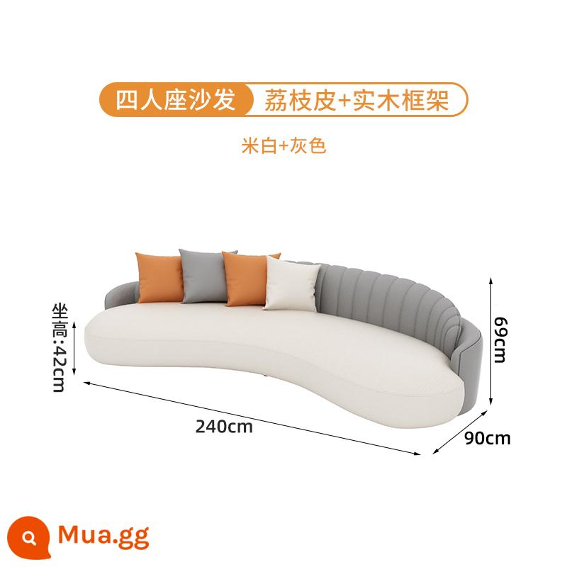 Sofa văn phòng bàn cà phê kết hợp đơn giản phòng tiếp tân phòng tiếp khách đàm phán công nghệ chống mèo vuốt da ghế sofa cong - Xe bốn chỗ da vải chống mèo xám trắng