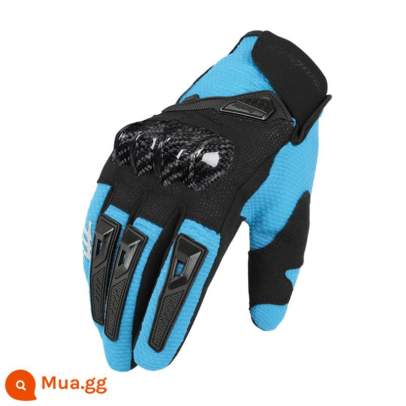 Găng tay xe máy MADBIKE mùa thu đông sợi carbon chống rơi đầu máy hiệp sĩ găng tay đua chống thấm nước - Màu xanh ngọc lam (mùa xuân và mùa hè)