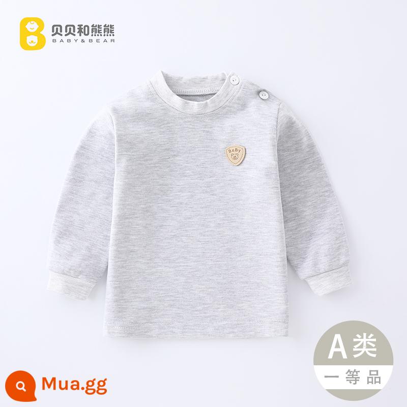 Áo liền quần mùa thu cho bé mùa xuân thu trẻ em cotton nguyên chất sưởi ấm quần áo bé trai và bé gái áo sơ mi đáy đơn cho bé - Mặt sạch màu xám