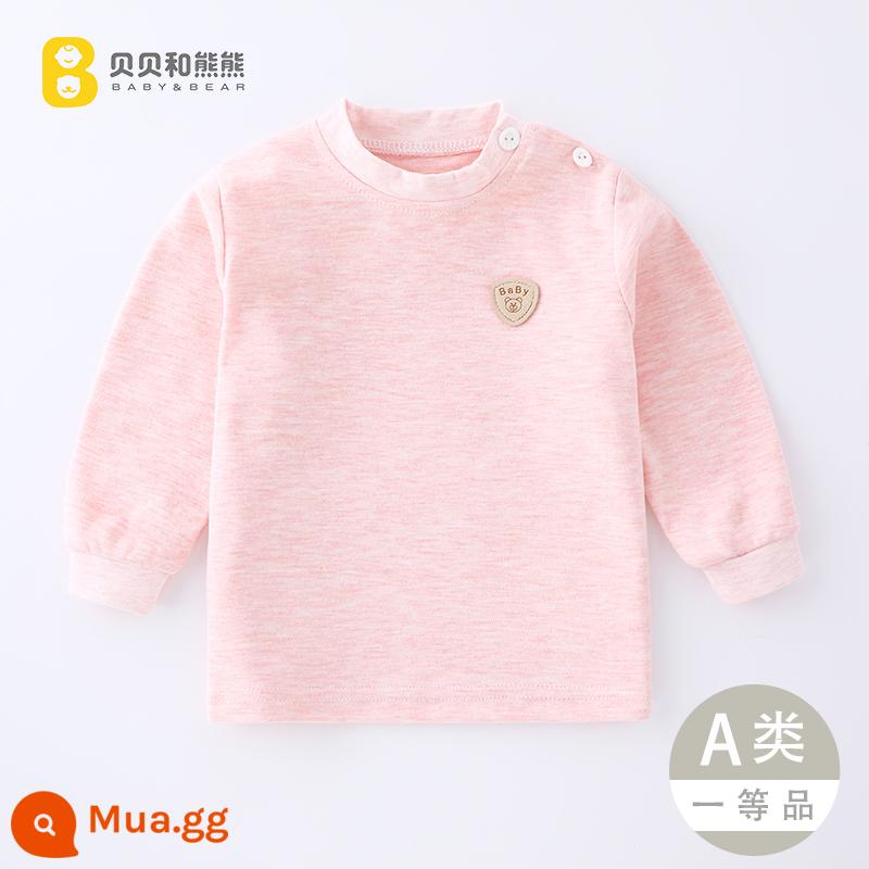 Áo liền quần mùa thu cho bé mùa xuân thu trẻ em cotton nguyên chất sưởi ấm quần áo bé trai và bé gái áo sơ mi đáy đơn cho bé - Mặt sạch hồng hào