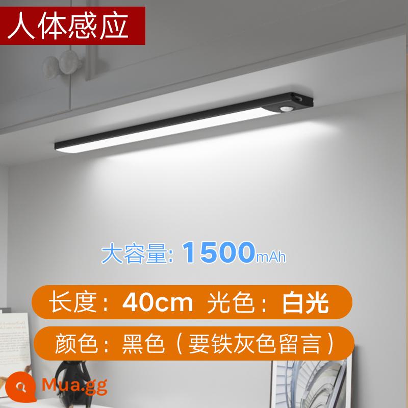 đèn led thanh ánh sáng cảm ứng cơ thể con người có thể sạc lại ánh sáng tủ tổng thể với tủ quần áo tủ rượu lối đi nhà bếp đèn hút từ tính tự dính không dây - Đen [ánh sáng trắng 40cm] + cảm ứng cơ thể người