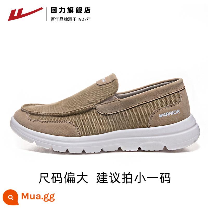 Kéo lại giày nam slip-on thoáng khí giày lười nam giày vải nam giày đế mềm cũ giày vải nam Bắc Kinh - 0636 Kaki