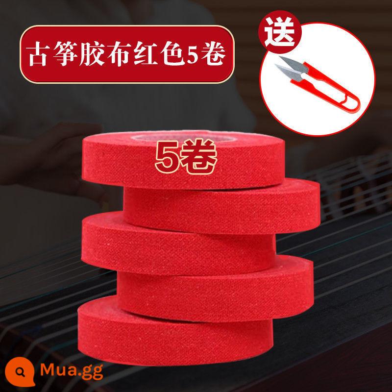 Guzheng Băng hiệu suất chuyên nghiệp -type Pipa Nail Băng Kiểm tra tay Thẩm mỹ cho Tăng màu độ nhớt cao - 5 tập [đỏ] tặng kèm kéo