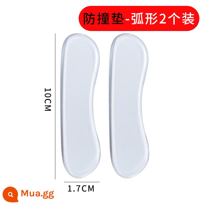 Miếng dán tường chống trượt bằng silicone trong suốt chống va chạm tay nắm cửa tủ đồ nội thất Miếng đệm cửa hút im lặng Miếng dán tường chống trượt - Miếng đệm chống va chạm cong 2 gói [kiểu mềm]