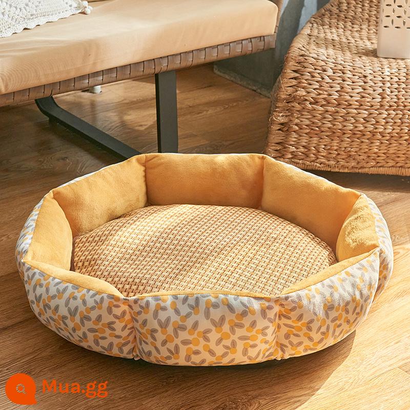 Chó Giống Bốn Mùa Đa Năng Bông Chó Nhỏ Sofa Mùa Đông Lưới Ấm Áp Mèo Đỏ Tổ Bichon Frise Giường Cho Chó Thú Cưng ngủ Miếng Lót - Màu vàng chanh [thảm miễn phí]