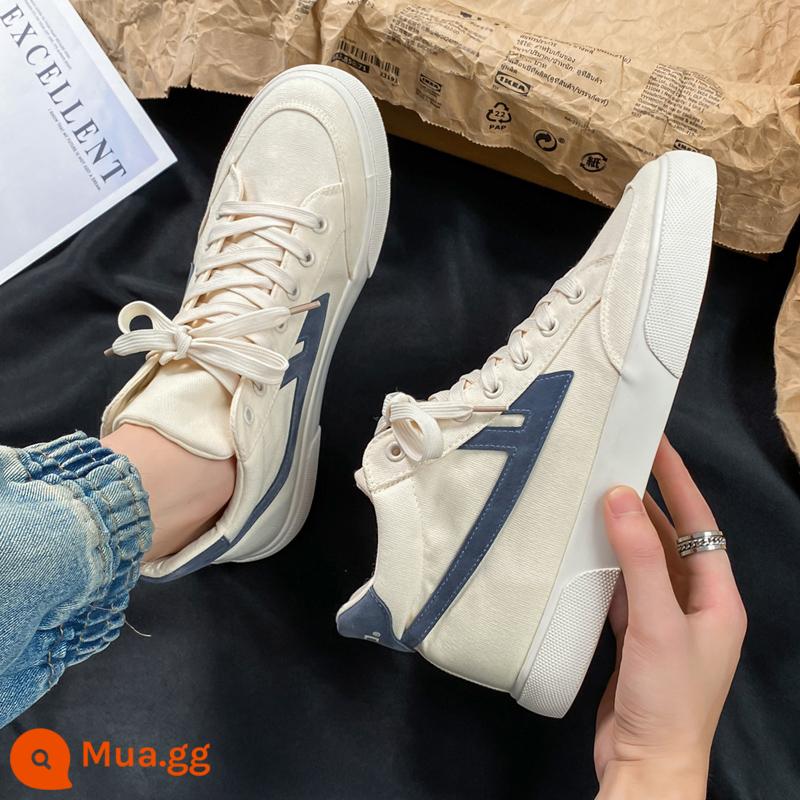 Kéo lại giày nam ống cao nhỏ màu trắng giày nam 2022 mới hợp thời trang aj Air Force No. 1 casual Klein blue sneakers men - 342 mét màu xanh nhạt