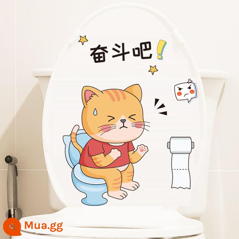 Ngộ nghĩnh dễ thương nắp bồn cầu dán thời trang cá tính dán toilet phòng tắm trang điểm phòng toilet đổi mới miếng dán chống thấm nước - Làm hết sức mình đi