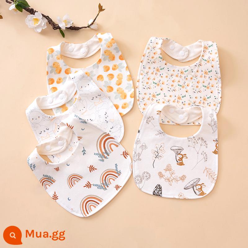 Khăn ăn yếm nước bọt hình chữ U cho bé Khăn ăn yếm sữa chống nôn bằng cotton nguyên chất cho bé trai và bé gái ăn khăn ăn yếm mùa xuân, mùa thu và mùa đông - Yếm chống thấm cotton nguyên chất hình chữ U (gói 5) bộ L