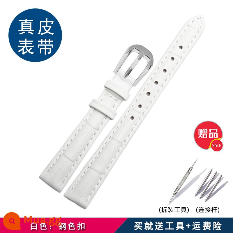 Dây đeo đồng hồ cỡ nhỏ dành cho nữ, phù hợp với Ajidou/Fuli Fuli WF15B02/Ju Lishi JA-660/544/928 - Màu trắng: Khóa màu thép