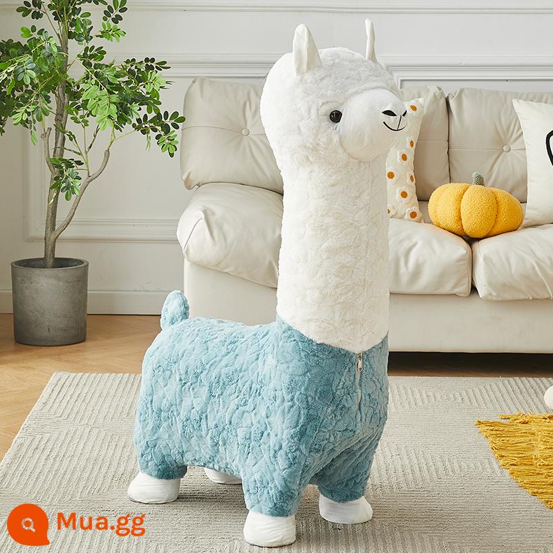 Dễ Thương Alpaca Búp Bê Sang Trọng Đồ Chơi Alpaca Phân Ghế Sáng Tạo Trang Trí Phòng Khách Internet Người Nổi Tiếng Phân Quà Tặng Sinh Nhật - Hồ alpaca xanh❤Lông cừu dày