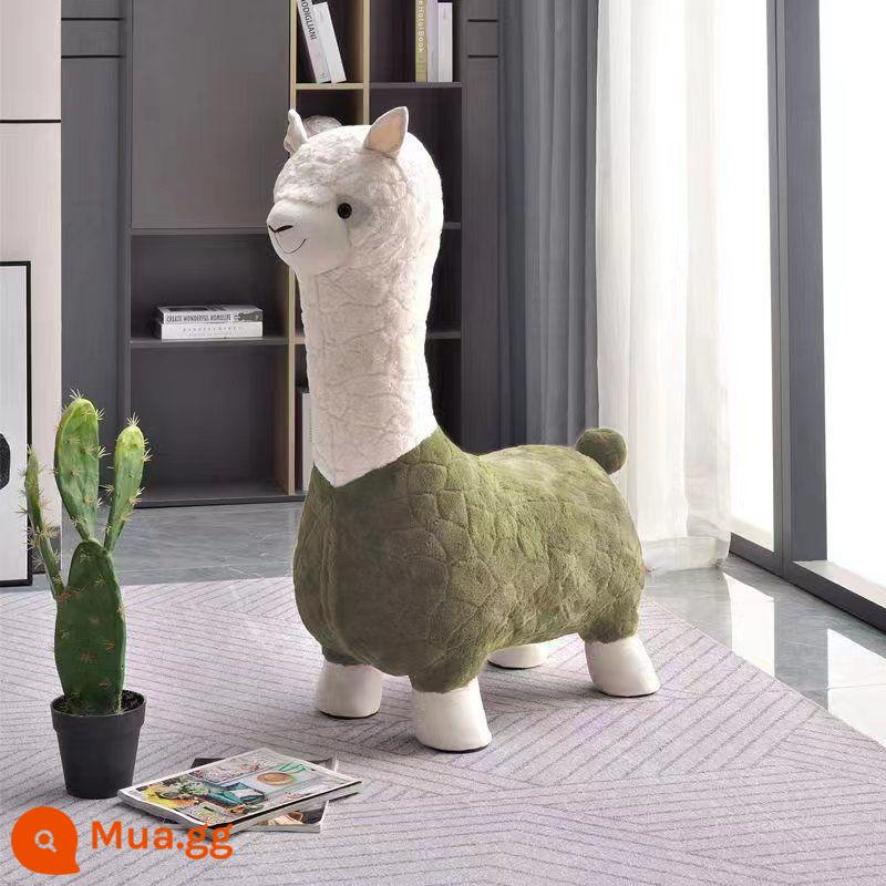 Dễ Thương Alpaca Búp Bê Sang Trọng Đồ Chơi Alpaca Phân Ghế Sáng Tạo Trang Trí Phòng Khách Internet Người Nổi Tiếng Phân Quà Tặng Sinh Nhật - Alpaca rừng xanh❤Lông cừu dày