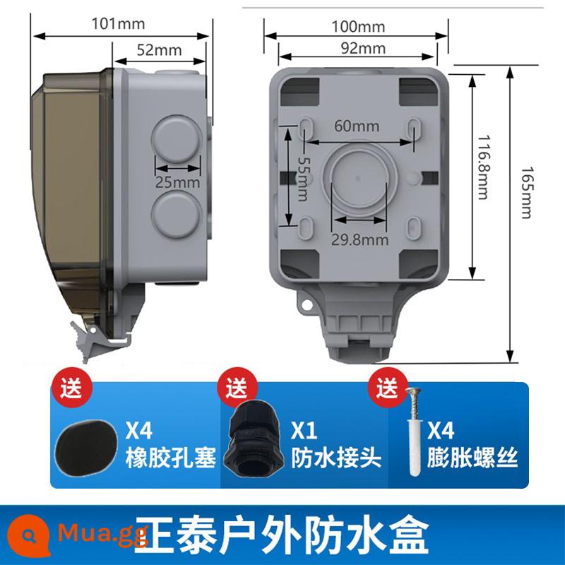 Zhengtai ngoài trời chống nước ổ cắm ngoài trời chống mưa hộp nối bề mặt gắn 86 loại hộp chống thấm nước ổ cắm chuyển đổi hộp chống thấm nước - đen