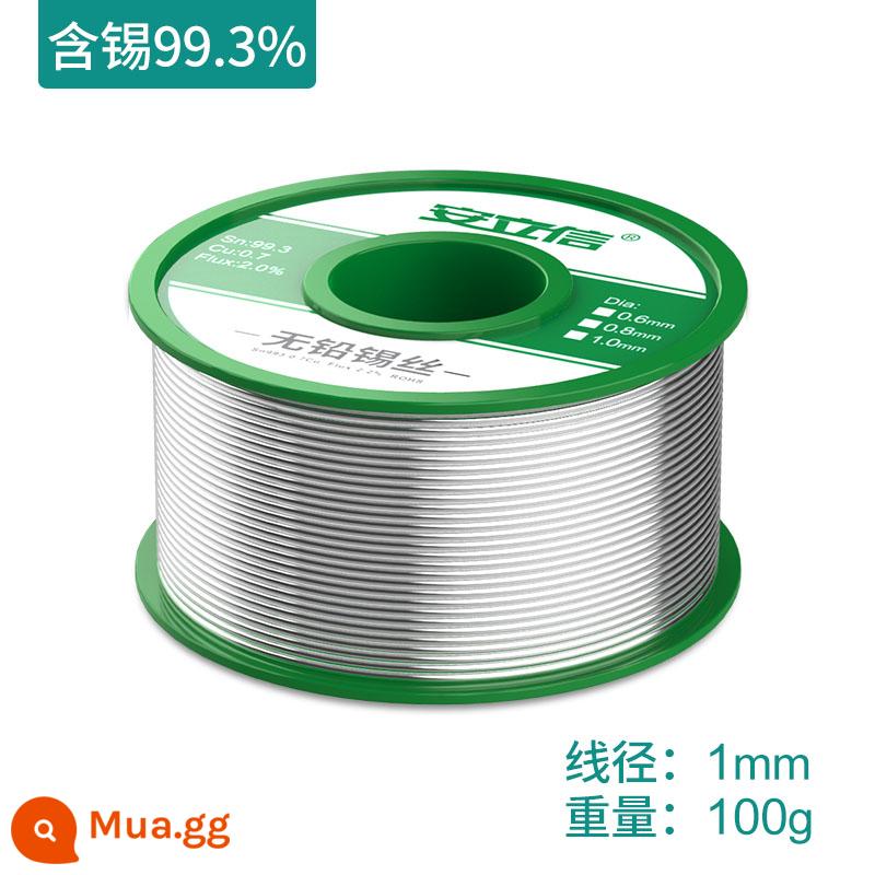 Một dây hàn không chì có độ tinh khiết cao Lixin 0,8mm có chứa dây thiếc lõi nhựa thông dùng một lần hàn nhiệt độ thấp thân thiện với môi trường - Dây thiếc không chì 99,3% 1.0 (100g)