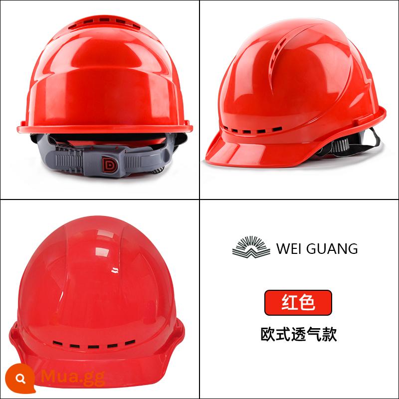 Weiguang ABS tiêu chuẩn quốc gia mũ cứng nam lãnh đạo công trường xây dựng điện kỹ thuật xây dựng mũ cứng màu trắng thoáng khí in tùy chỉnh - YD-OT màu đỏ thoáng khí phong cách Châu Âu (lớp lót mui xe kéo một chạm tiện lợi)