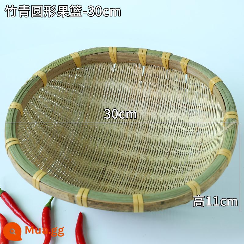 Giỏ trái cây đan bằng tre handmade đĩa trái cây sấy khô đồ ăn nhẹ nhà bếp cống giỏ hấp bánh mì giỏ trái cây tấm bình dị đan tre - Giỏ trái cây tròn dày 30cm