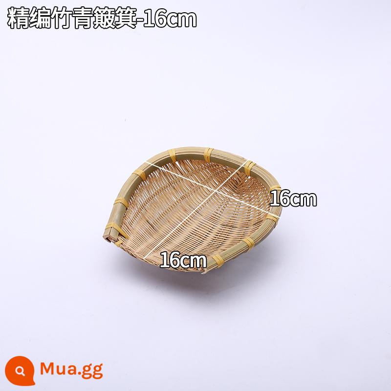 Giỏ trái cây đan bằng tre handmade đĩa trái cây sấy khô đồ ăn nhẹ nhà bếp cống giỏ hấp bánh mì giỏ trái cây tấm bình dị đan tre - Xăng Xốp Dày-Tre Xanh-16cm