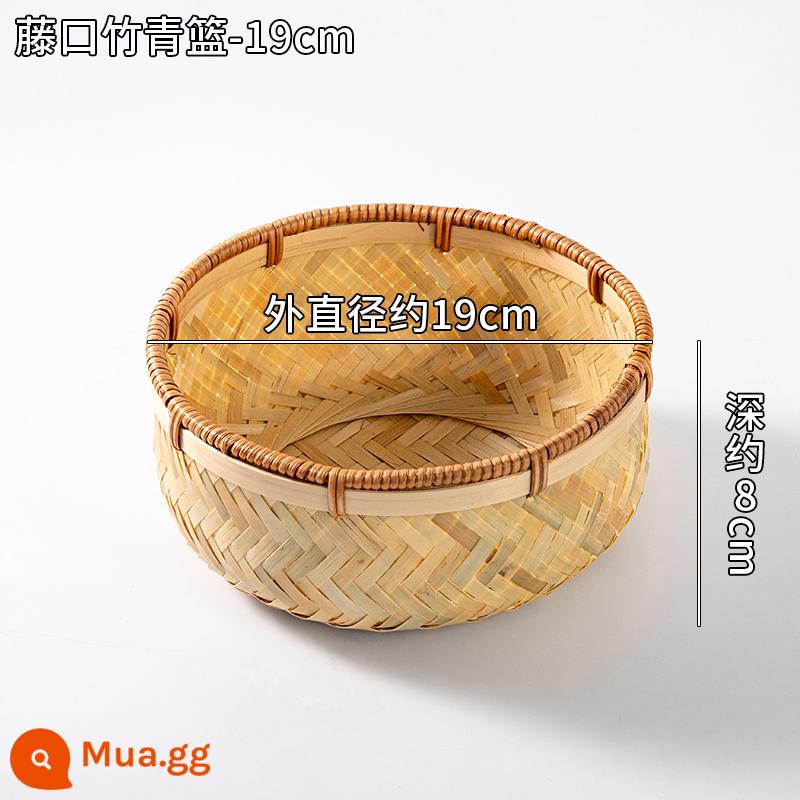 Giỏ trái cây đan bằng tre handmade đĩa trái cây sấy khô đồ ăn nhẹ nhà bếp cống giỏ hấp bánh mì giỏ trái cây tấm bình dị đan tre - Giỏ tre xanh Fujiguchi-19cm