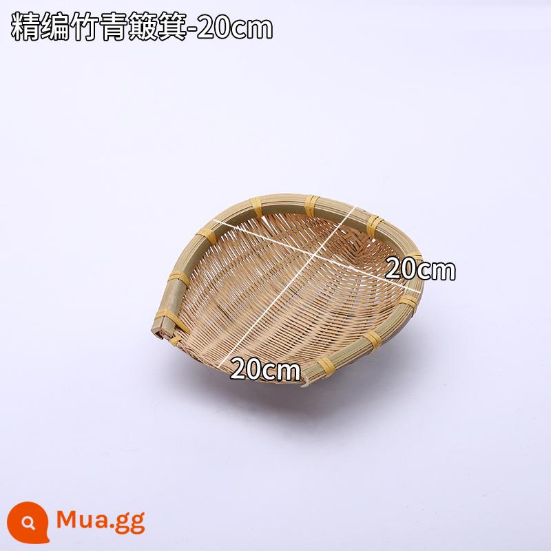 Giỏ trái cây đan bằng tre handmade đĩa trái cây sấy khô đồ ăn nhẹ nhà bếp cống giỏ hấp bánh mì giỏ trái cây tấm bình dị đan tre - Xăng Xốp Dày-Tre Xanh-19cm