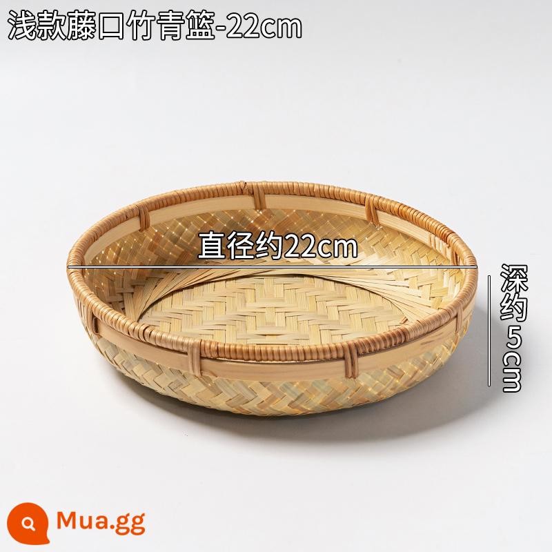 Giỏ trái cây đan bằng tre handmade đĩa trái cây sấy khô đồ ăn nhẹ nhà bếp cống giỏ hấp bánh mì giỏ trái cây tấm bình dị đan tre - Giỏ tre mây nhẹ-22cm