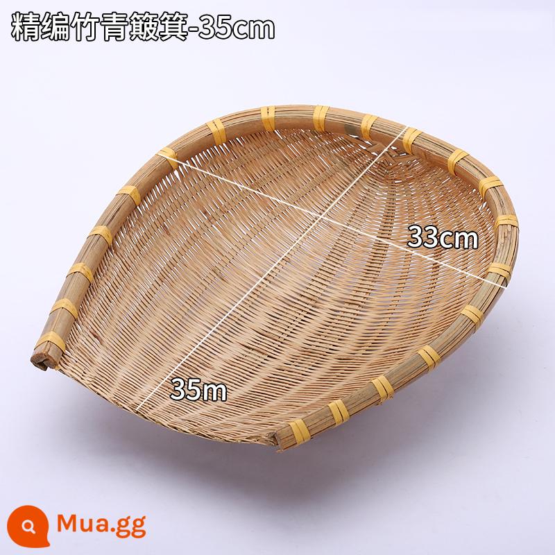 Giỏ trái cây đan bằng tre handmade đĩa trái cây sấy khô đồ ăn nhẹ nhà bếp cống giỏ hấp bánh mì giỏ trái cây tấm bình dị đan tre - Tàn Xốp Dày-Tre Xanh-35cm