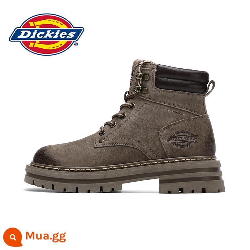 Dickies Giày bốt Martin đế dày nữ mùa thu đông phong cách Anh giày bốt ngắn nữ Plus nhung 2023 bốt đi tuyết giày cotton - 01 cà phê nhẹ