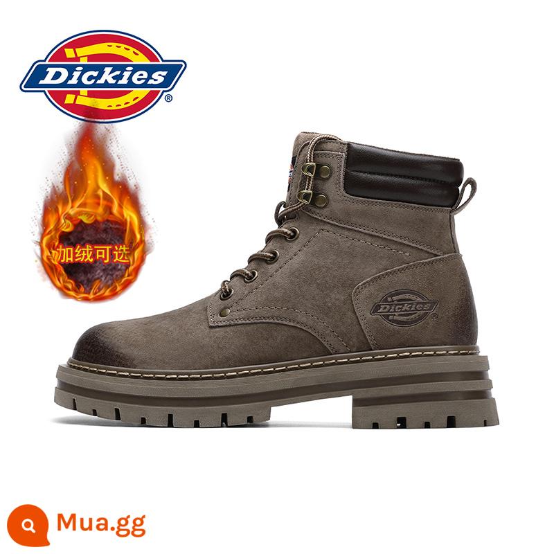 Dickies Giày bốt Martin đế dày nữ mùa thu đông phong cách Anh giày bốt ngắn nữ Plus nhung 2023 bốt đi tuyết giày cotton - 01 Cà phê nhẹ [cộng với nhung]