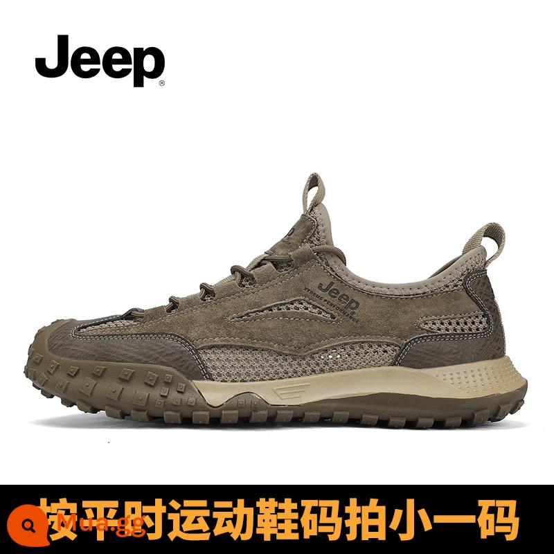 Giày Jeep Jeep Nam 2023 Mùa Hè Mới Giày Thể Thao Lưới Thoáng Khí Nam Running Đen Giày Thường - Kaki C311591285