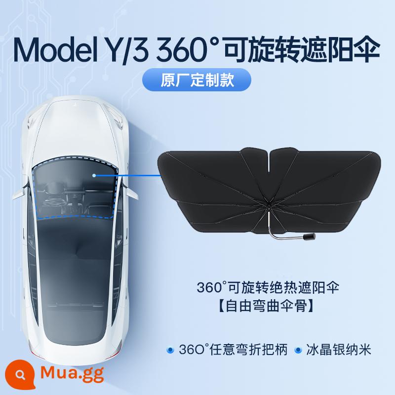 Thích hợp cho Tesla tấm che nắng riêng tư bao modely3 tấm che nắng cửa sổ trời chống nắng cách nhiệt ô tô phụ kiện hàng đầu - Dù che nắng đặc biệt Model 3/Y [tay cầm ô có thể xoay 360° - không làm hỏng màn hình]