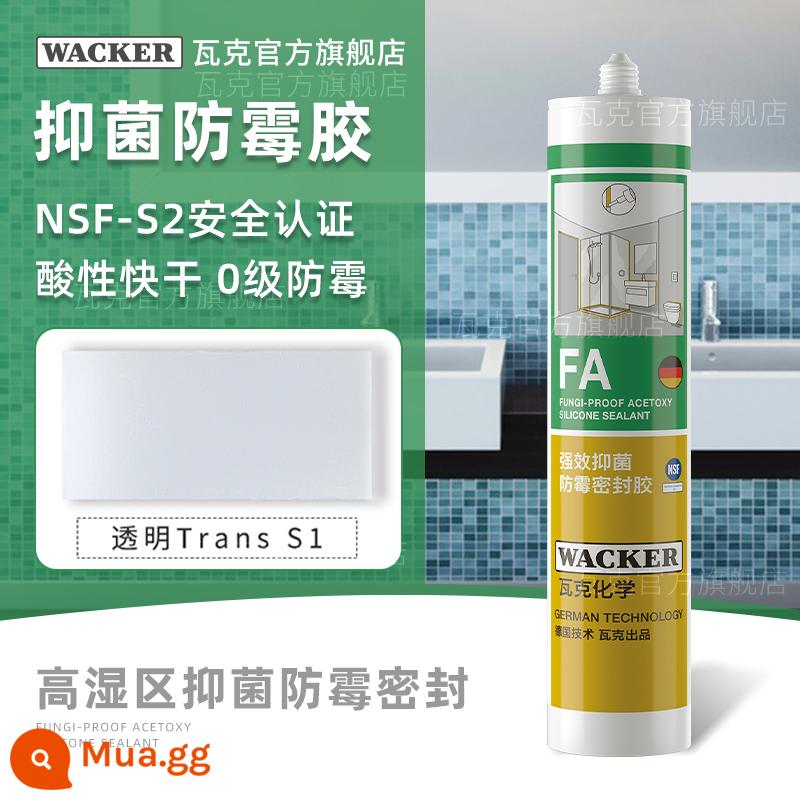 Thương hiệu Đức Wacker DA keo dán kính nhà bếp và phòng tắm chống thấm nước và nấm mốc keo silicone trong suốt mạnh keo làm đẹp màu trắng - Cấp thực phẩm FA có tính axit và khả năng chống vi khuẩn và chống nấm mốc mạnh mẽ_transparent