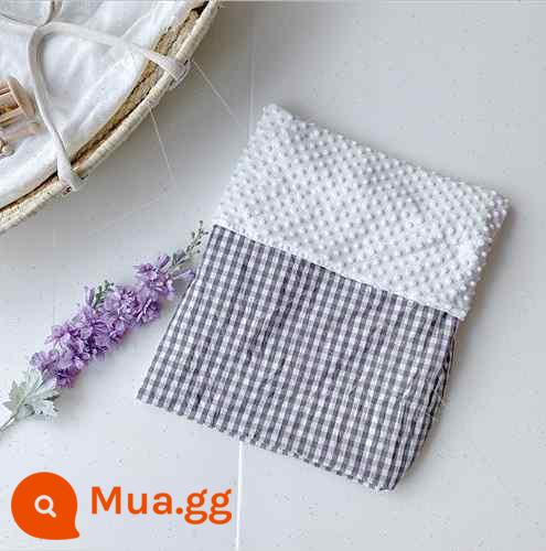 Chăn gạc Doudou e cho bé 4 tuổi Chăn Mianbao mùa xuân hè mỏng hai lớp vải mềm và nguyên chất như sáp thân thiện với da bốn mùa 9 - Cotton đã giặt kẻ sọc trắng xám + mũ len nhung 120*120**