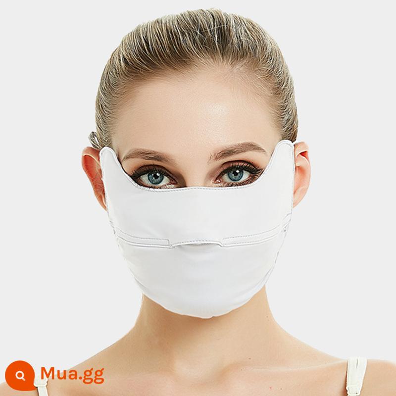 Khẩu trang chống nắng SoloSunny chống tia UV cho nữ phần mỏng mùa hè bảo vệ mắt băng lụa thoáng khí che nắng thời trang - Trắng [Xia Jia kiểu lớn]