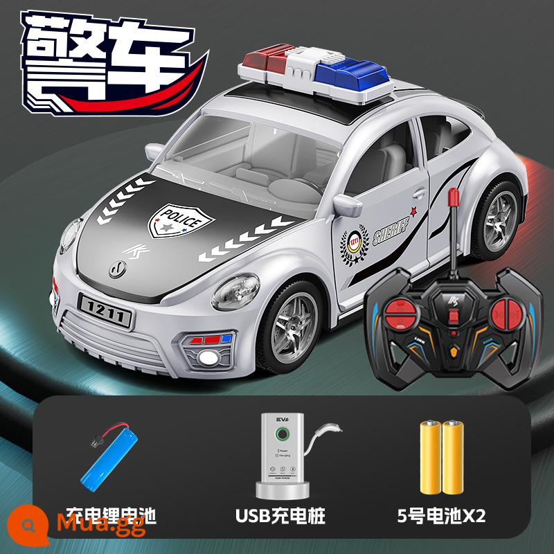 Đồ chơi ô tô điều khiển từ xa trẻ em RC điện động cơ tốc độ cao drift đua xe cảnh sát xe địa hình 5 đến 7 tuổi 6 bé trai 8 - Xe cảnh sát Beetle [có đèn + trạm sạc kép]