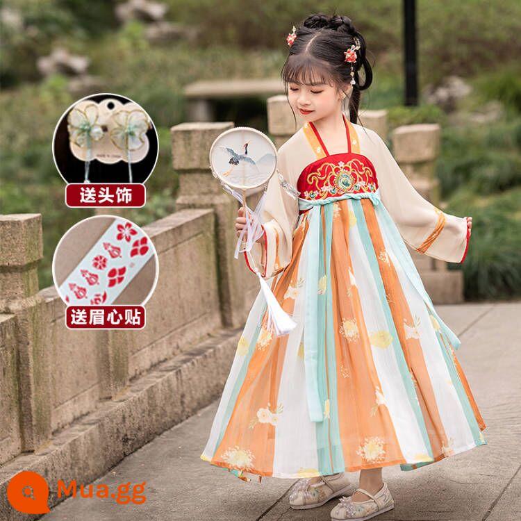 Sáu mốt Hanfu nam và trẻ em đồng phục học sinh Trung Quốc cổ đại Kinh thánh ba ký tự biểu diễn quần áo nữ Sách phong cách Trung Quốc trẻ em học sinh tiểu học - Ranhua-phong cách của phụ nữ